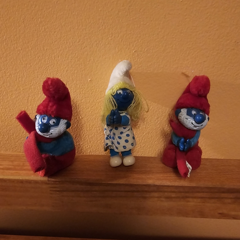 Vintage Smurfs Christmas Tree Ornaments Lot of 3 Smurfette Tree Graber 1983